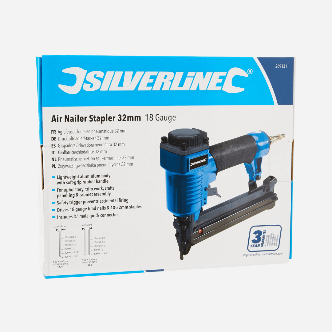 Image of Silverline 269131 Air Nailer Stapler 32mm 18 Gauge