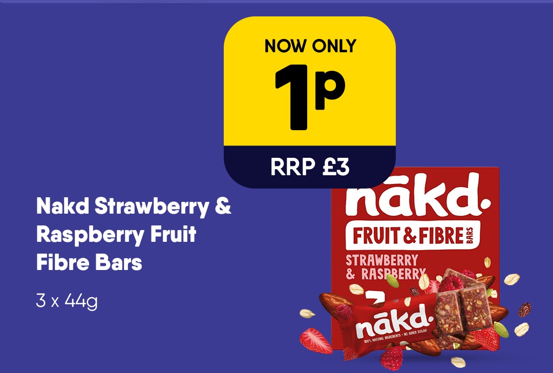 Nakd Starwberry & Raspberry Fruit Fibre Bars - 1p