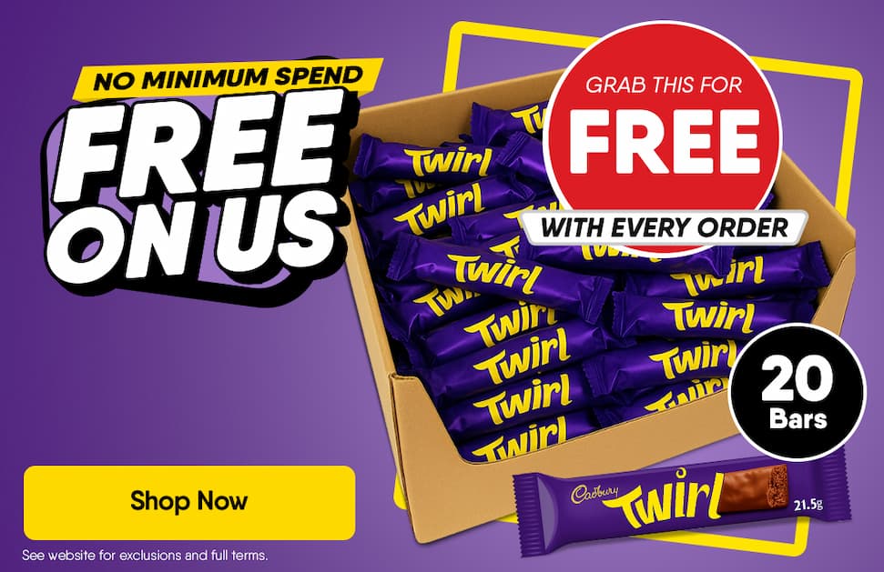 20 Twirl bars FREE with every order