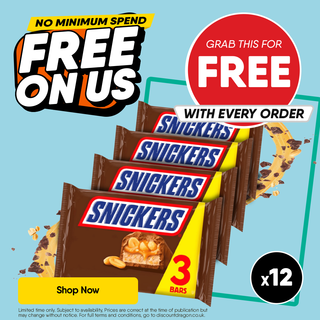 12 x Snickers bars free with every order - RRP £6