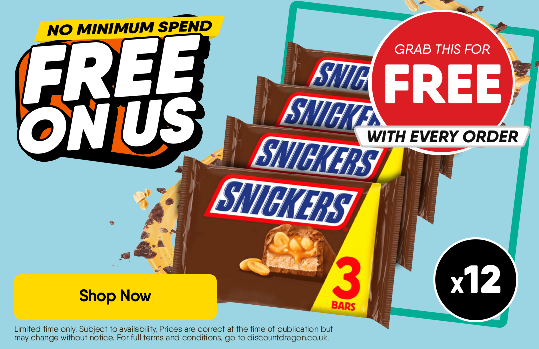 12 x Snickers bars free with every order
