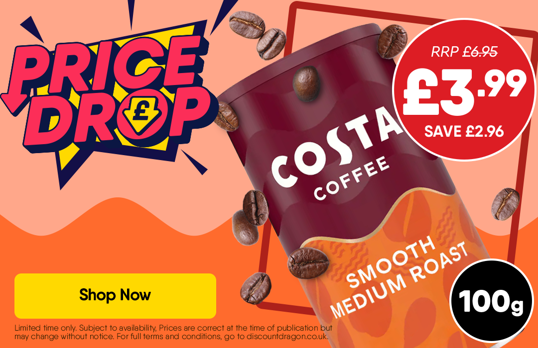 100g Costa smooth medium roast £3.99 - RRP £6.95