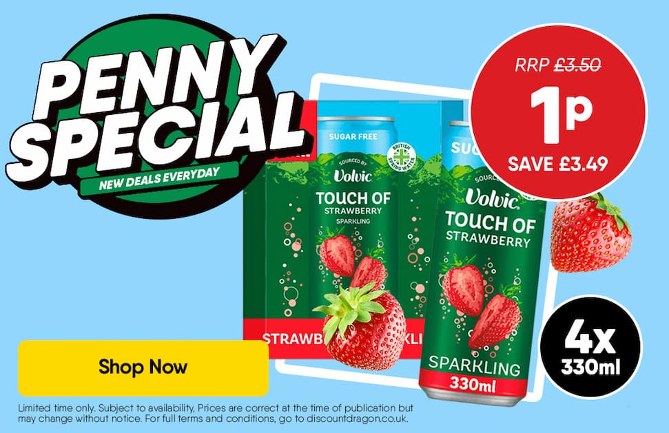 4 x 330ml Volvic cans 1p - RRP £3.40