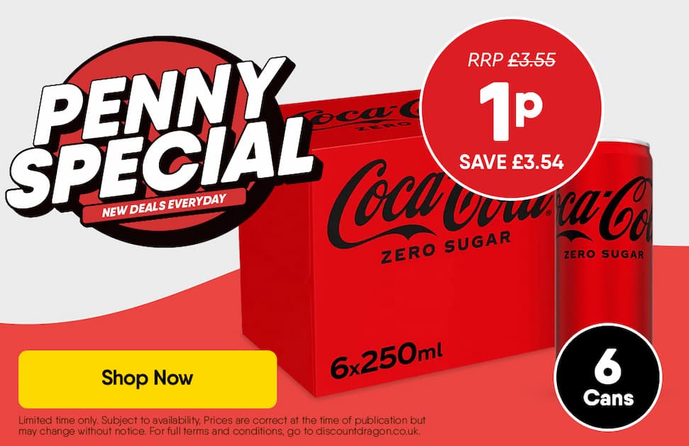 6 x 250ml Coke Zero cans 1p - RRP £3.55
