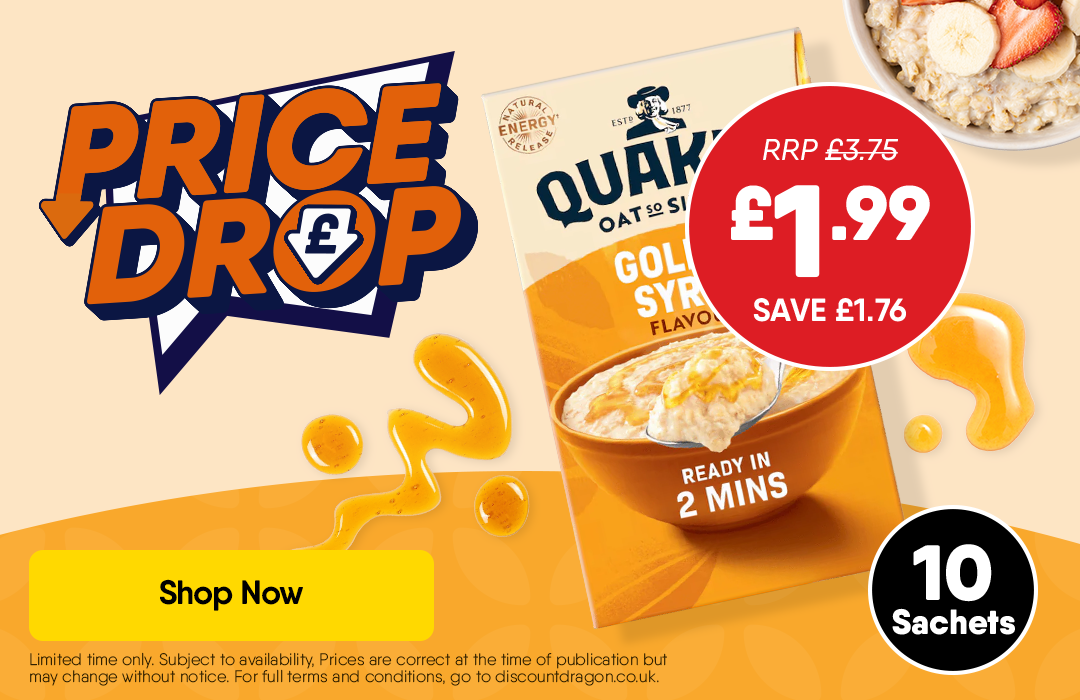 10 x Quaker Golden Syrup Oat Sachets £1.99