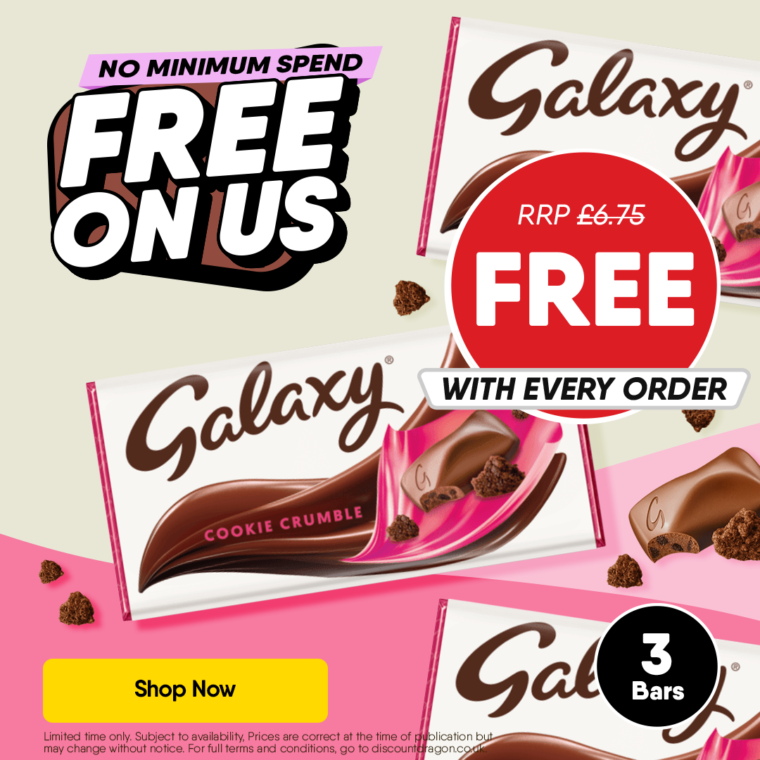 3 x 114g Galaxy Cookie Crumble bars free every order