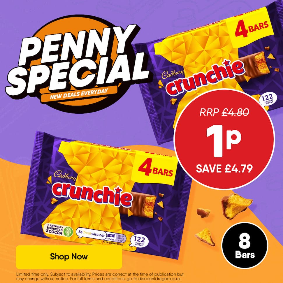 8 x Crunchie bars 1p - RRP £4.80