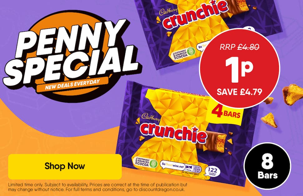 8 x Crunchie bars 1p - RRP £4.80