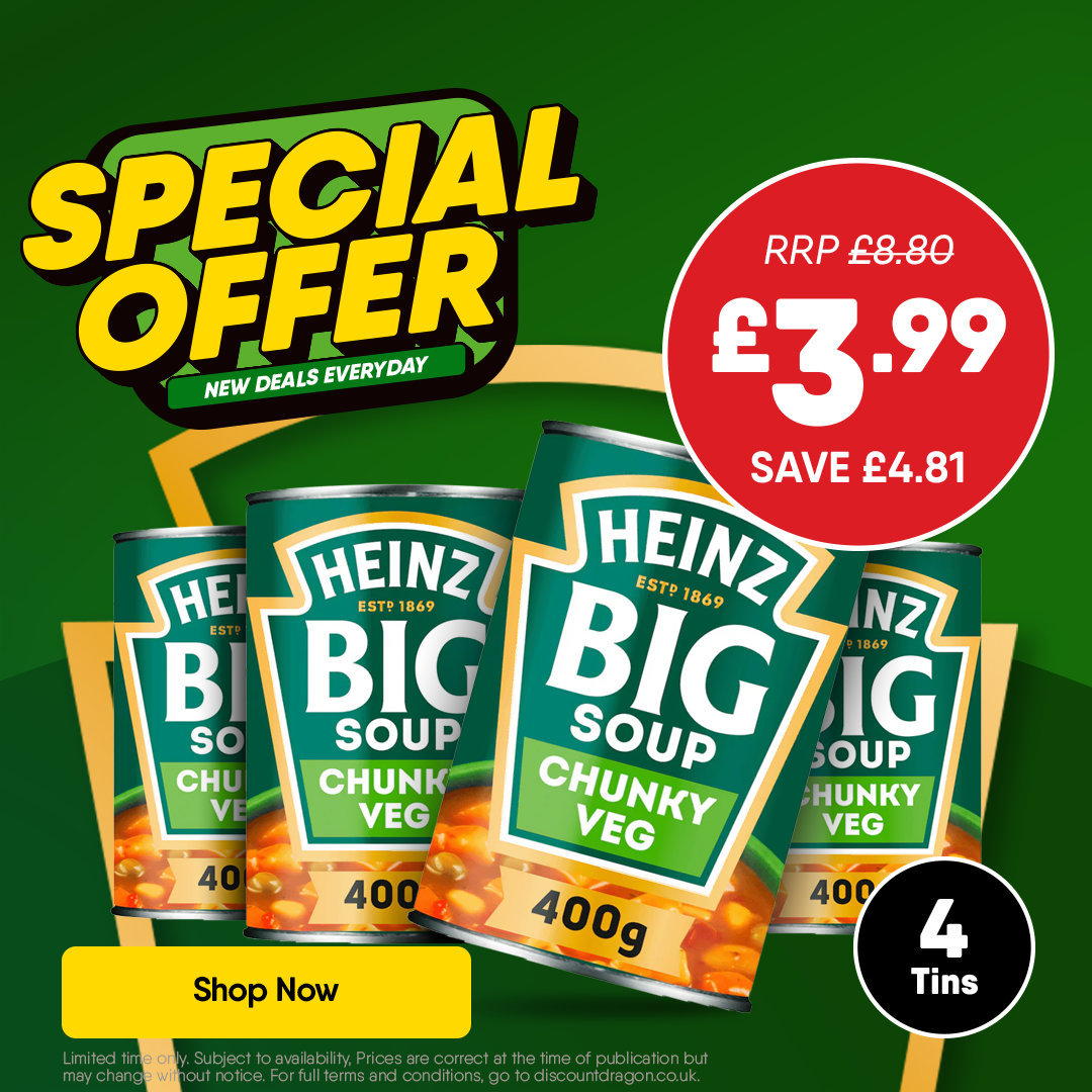 4 x Heinz chunky veg soup cans £3.99