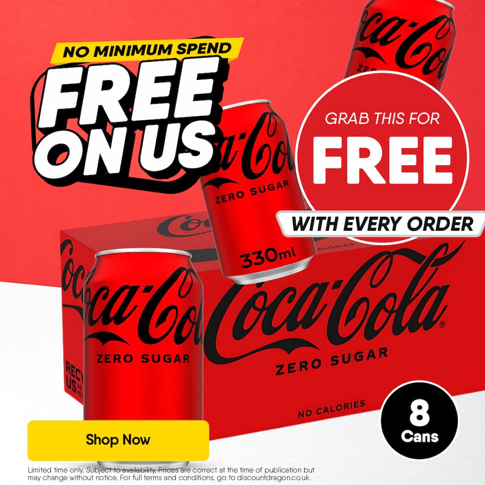 8 x 330ml Coke Zero cans free every order
