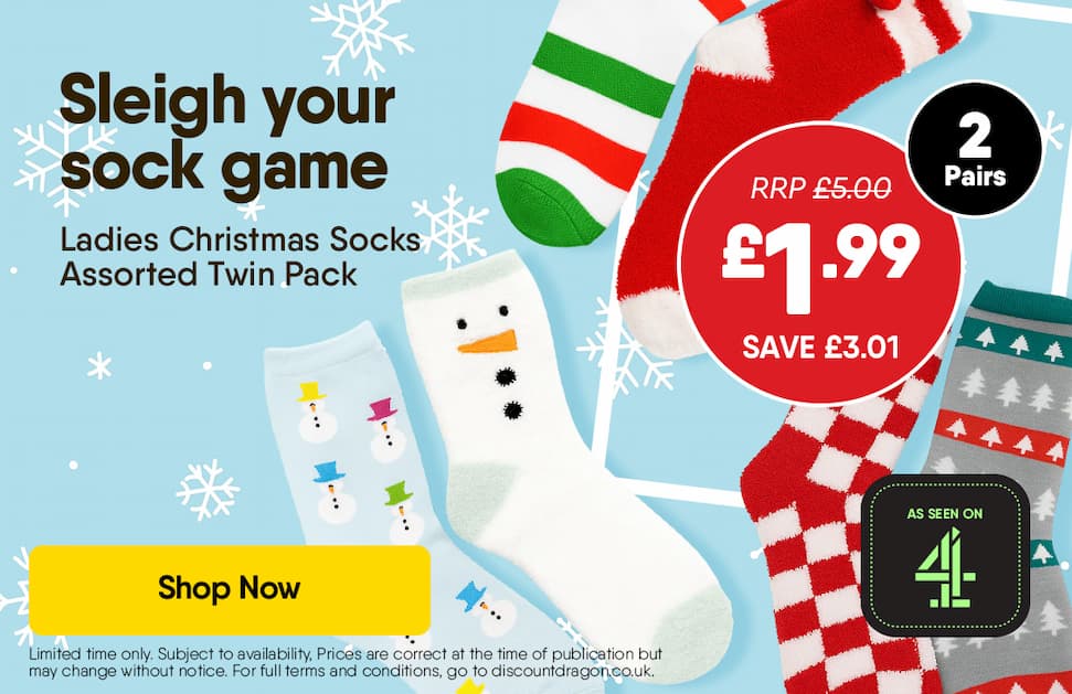 2 x Ladies Christmas Socks - £1.99
