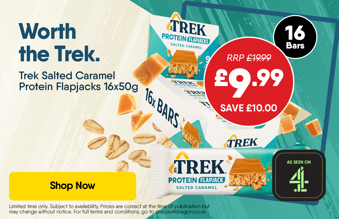 16 x Bars Trek Protein Flapjacks Salted Caramel - £9.99