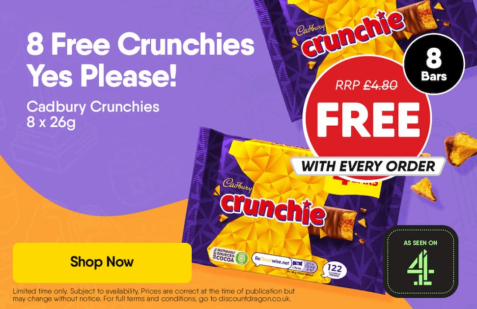 8 x Cadbury Crunchie Chocolate Bar FREE