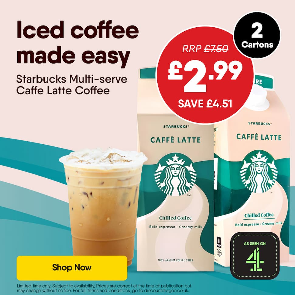 2 x Starbucks Multiserve Caffe Latte Iced Coffee - £2.99