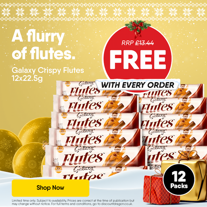 12 x Galaxy Milk Chocolate Crispy Flutes - FREE