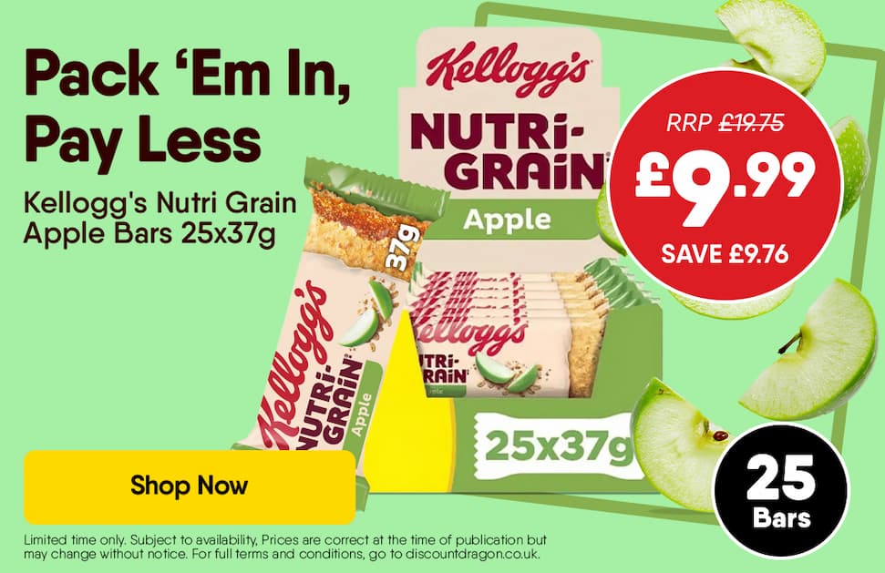 25 X Kellogg's Nutrigrain Bars - 9.99