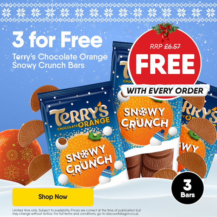 3 x Terry's Chocolate Orange Snowy Crunch Bar FREE