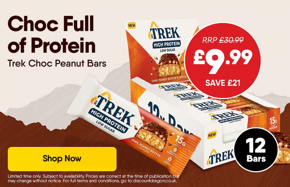 12 x Trek High Protein Low Sugar Choc Peanut Bars - 9.99