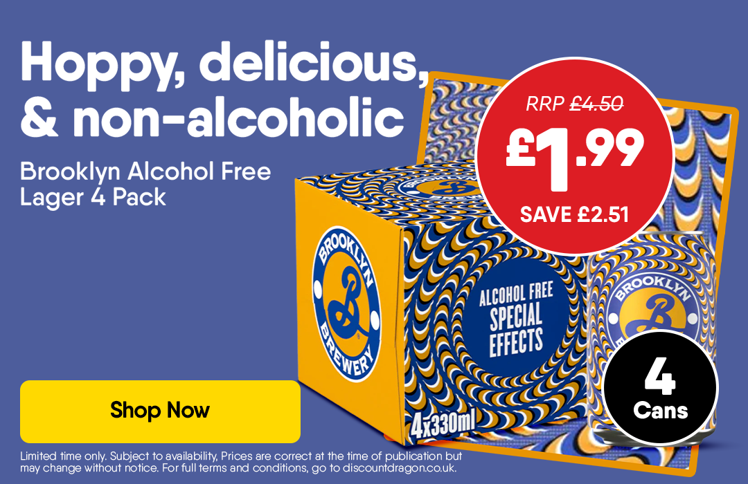 4 x Brooklyn Alcohol Free Lager Beer Cans - £1.99