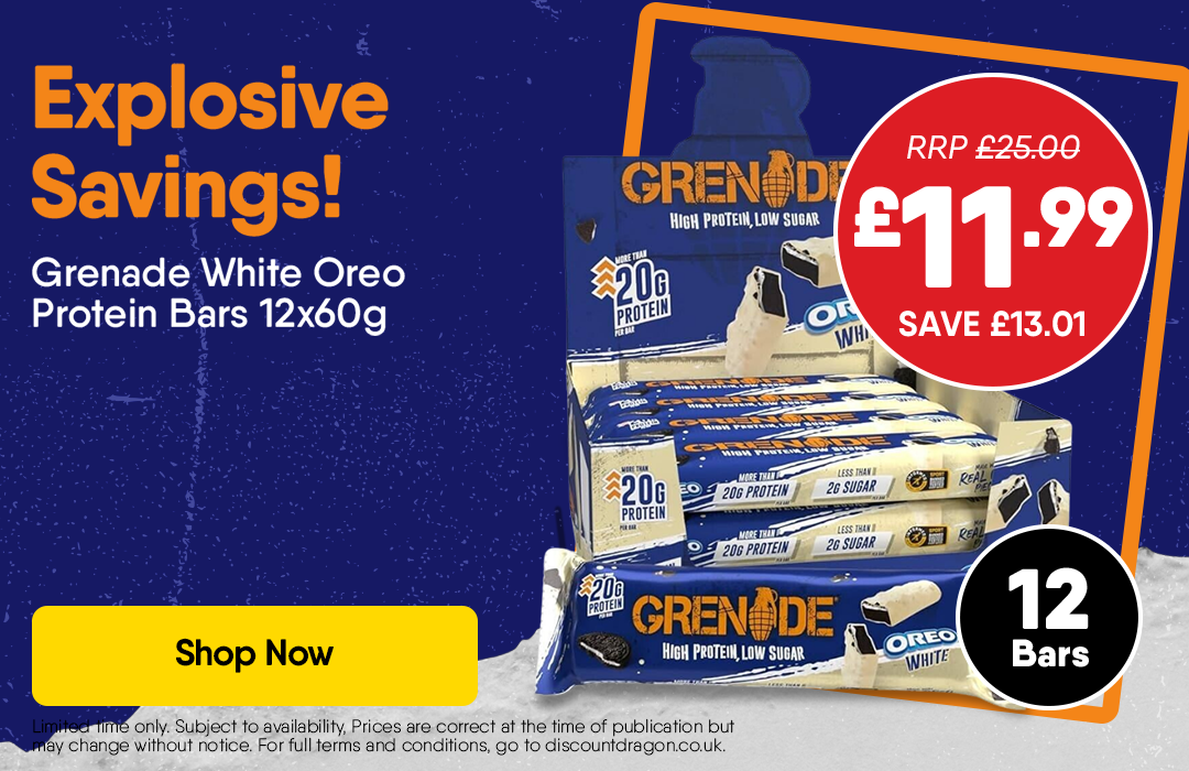 12 x Grenade High Protein Low Sugar Oreo White Flavour Bars - 11.99