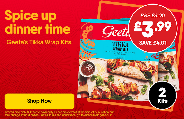 2 x Wrap Geetas Tikka Wrap Kit - £3.99