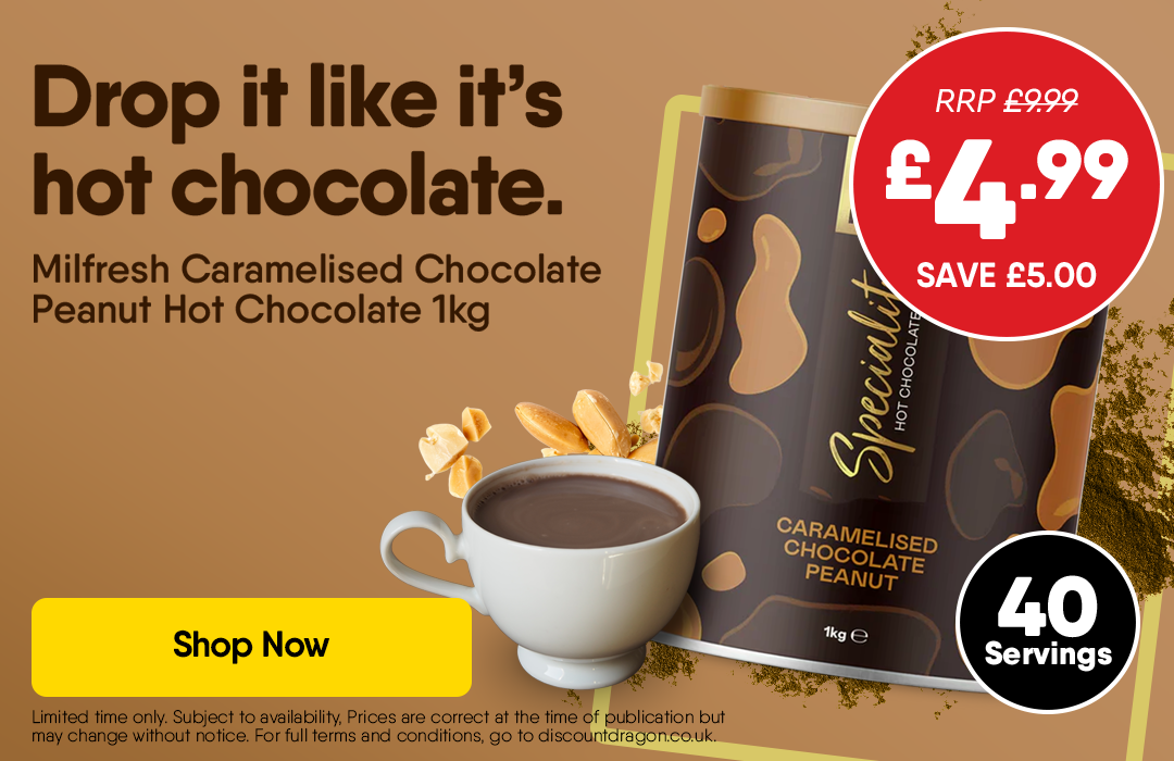 1 x 1kg Tub Milfresh Speciality Caramelised Chocolate Peanut Hot Chocolate - 4.99