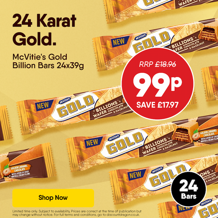 24 x McVitie's Gold Billion Bars - 99p