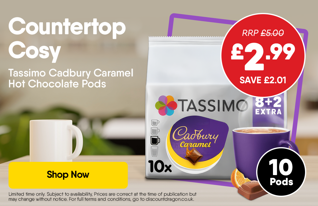 10 Pack Tassimo Cadbury Caramel Hot Chocolate Pods 8+2