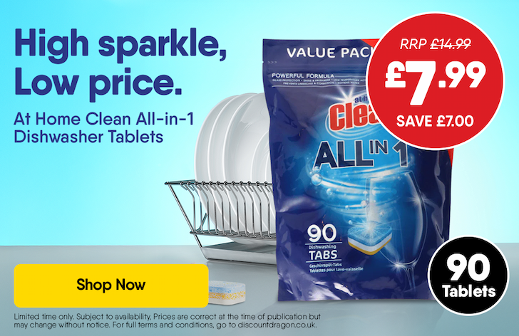 At home all-in-1 dishwasher tablets