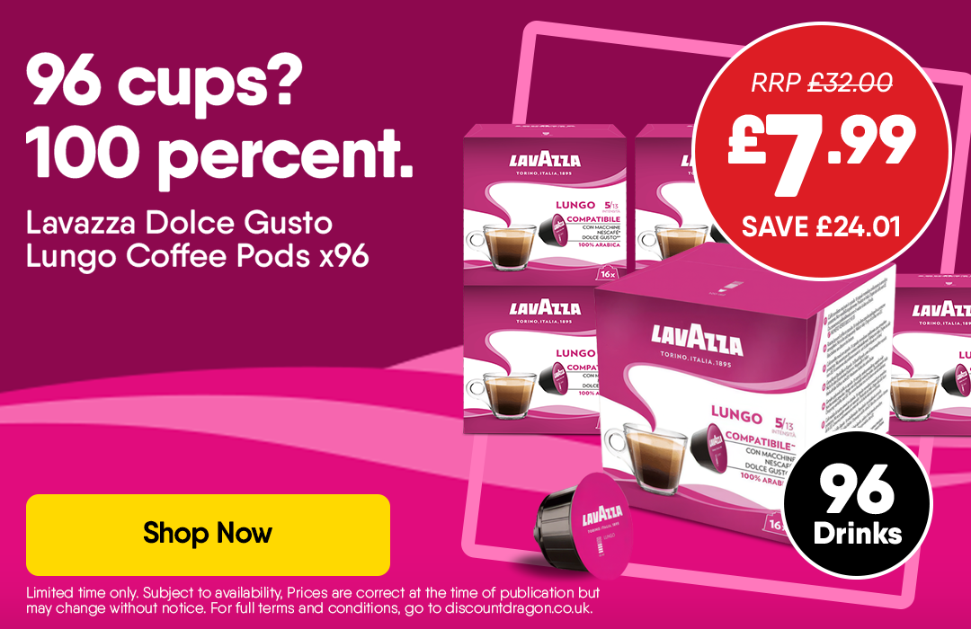 6 Packs (96 Drinks) Lavazza Dolce Gusto Lungo Coffee 96 Drinks