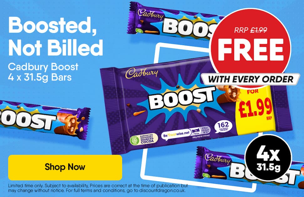 4 x 31.5g Bars Cadbury Boost Chocolate Bars