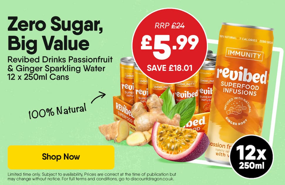 Revibed Drinks Passionfruit & Ginger Sparkling Water
