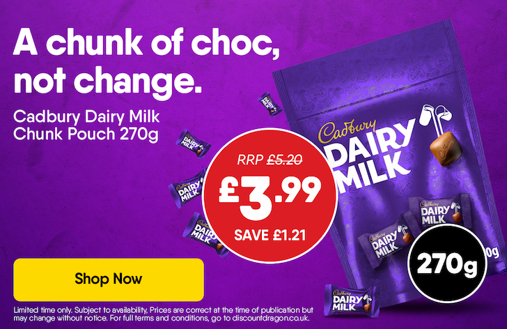 Cadbury Dairy Milk Chunk Pouch 270g