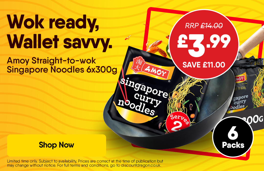 6 x 300g Packs Amoy Straight To Wok Singapore Noodles