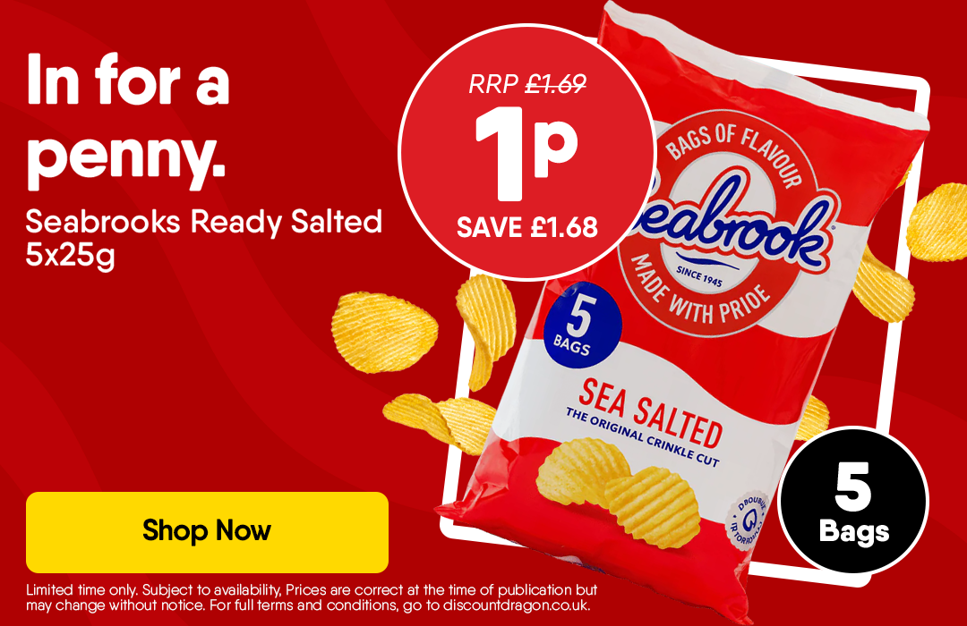 5 x 25g Packs Seabrook Ready Salted Crisps
