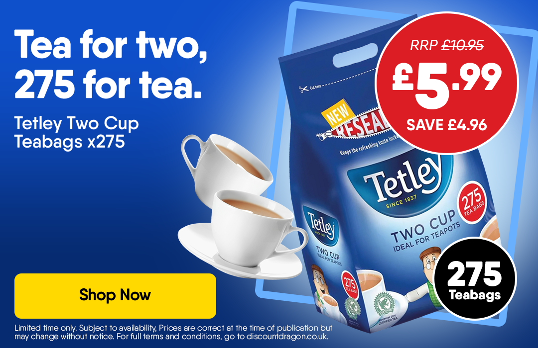 275 Tea Bags Tetley Two Cup Tea Bags