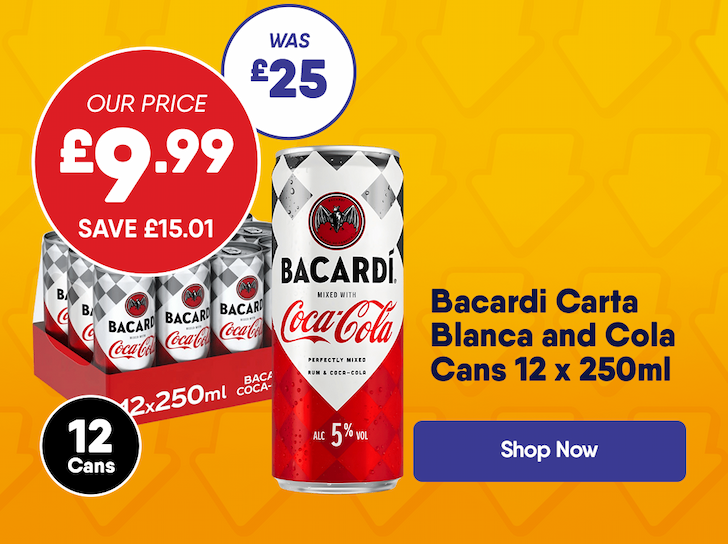 Bacardi Carta Blanca and Cola Cans 12x250ml