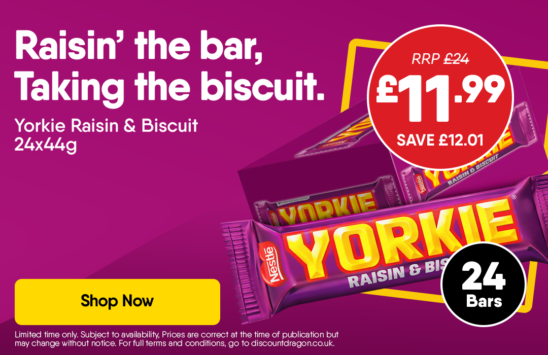 Yorkie Raisin & Biscuit Chocolate Bars 24 x 44g Bars
