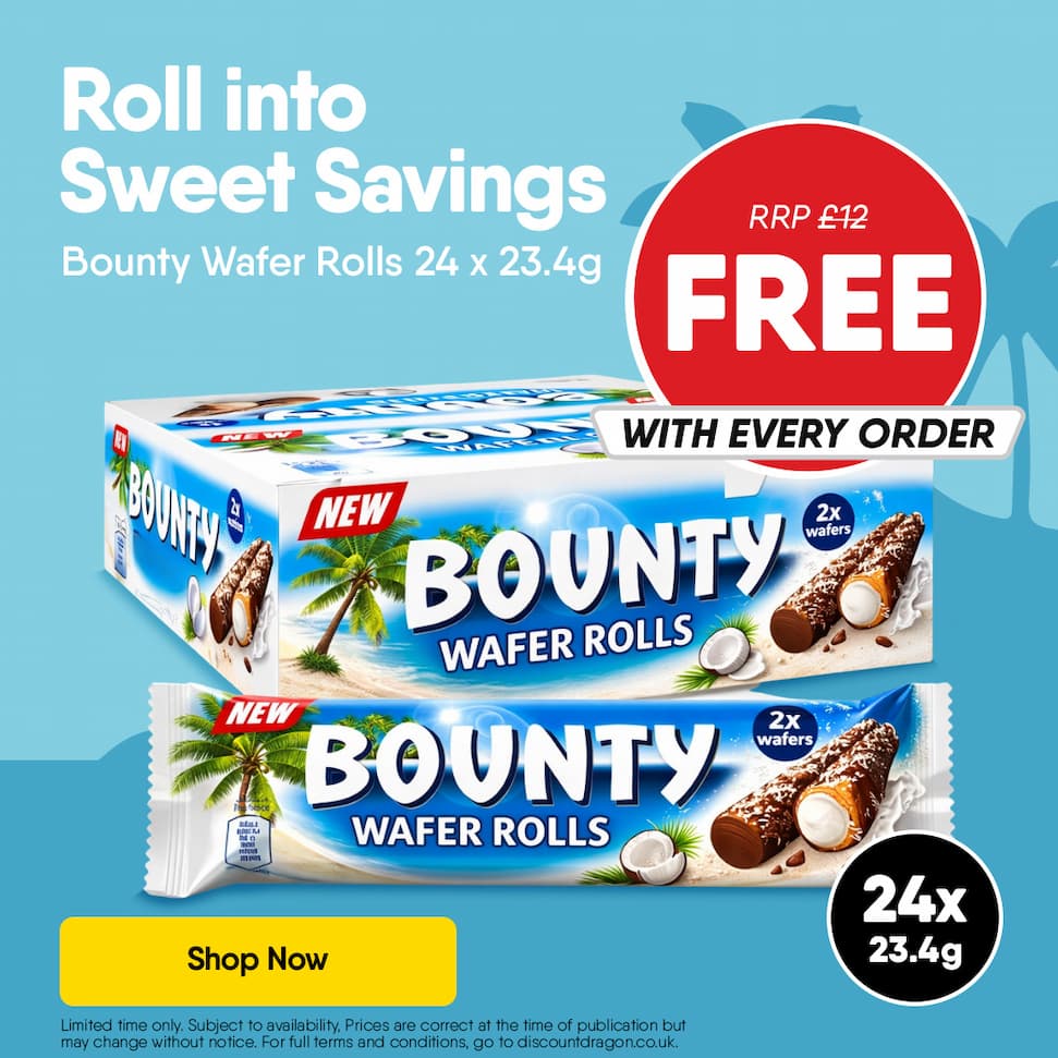Bounty Milk Chocolate Wafer Rolls 24 x 23.4g