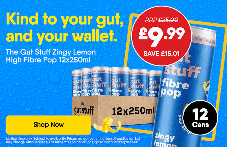 The Gut Stuff - High Fibre Fizzy Pop - Zingy Lemon 12 x 250ml