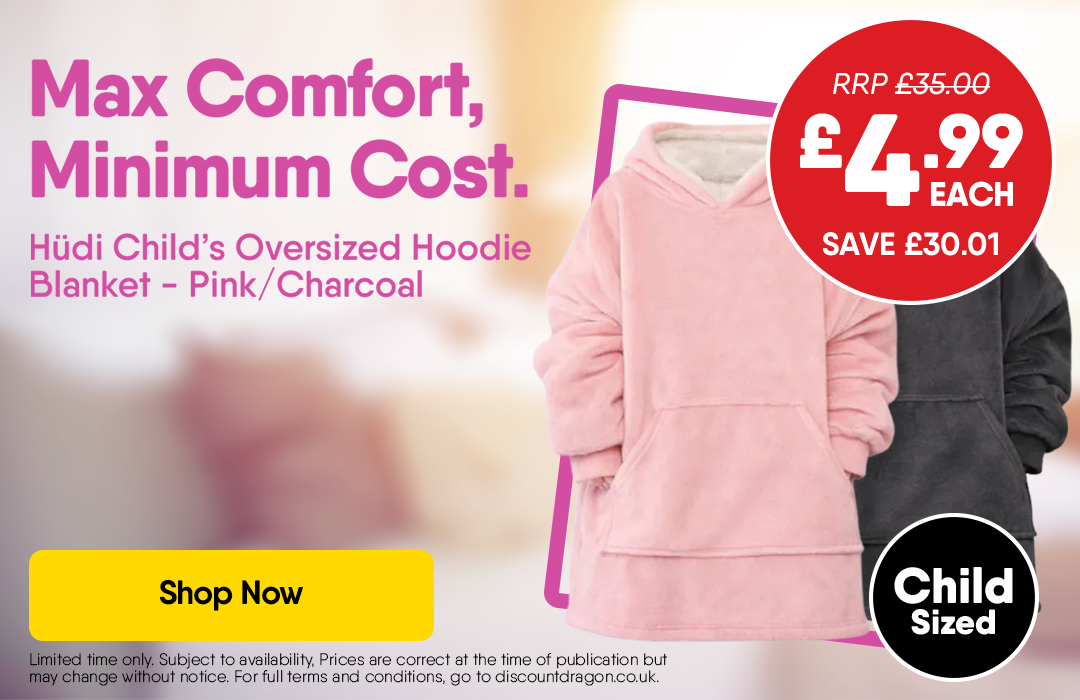 Hudi Child's Oversized Hoodie Blanket - 4.99 each