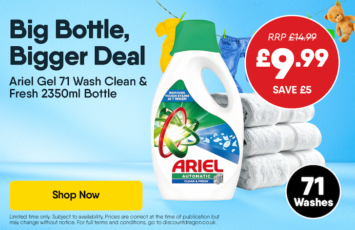 71 Ariel Washes for £9.99