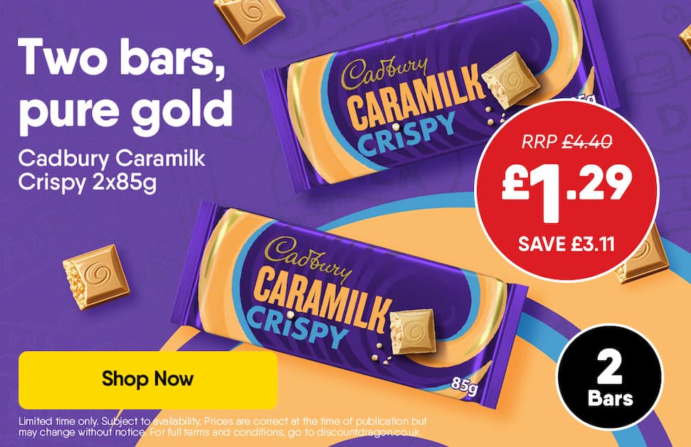 2 large Cadbury Caramilk Bars for £1.29