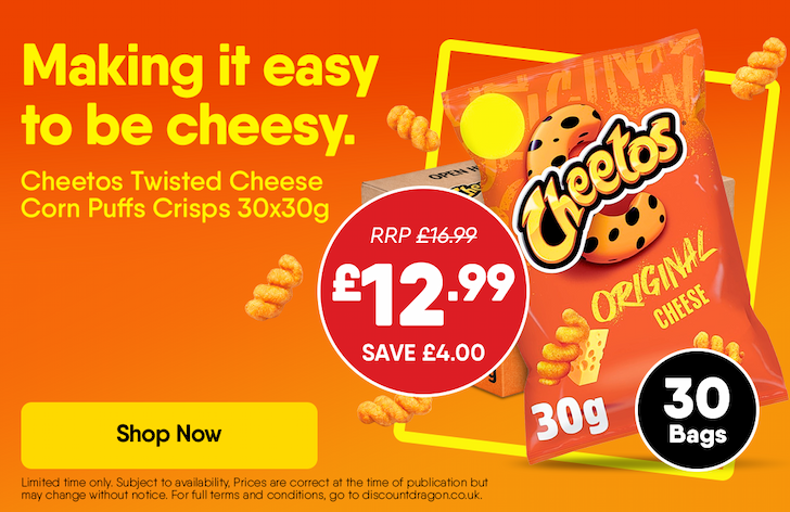 Cheetos Twisted Cheese Corn Puffs Crisps 30x30g