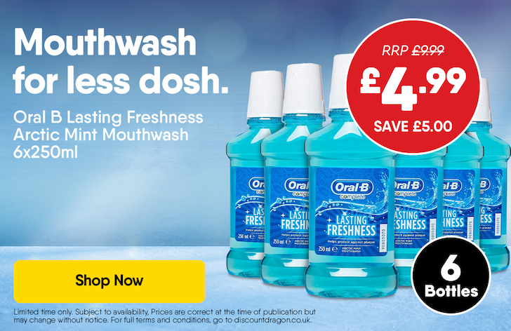 Oral B Mouth Wash - 6 bottles for £4.99