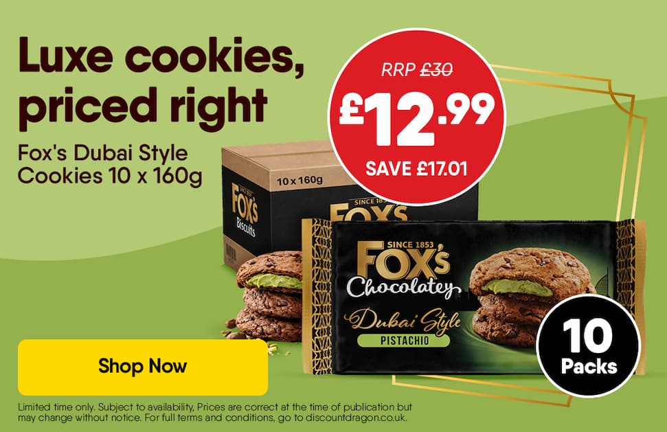 10 Packs of Fox's Dubai Cookies for £12.99