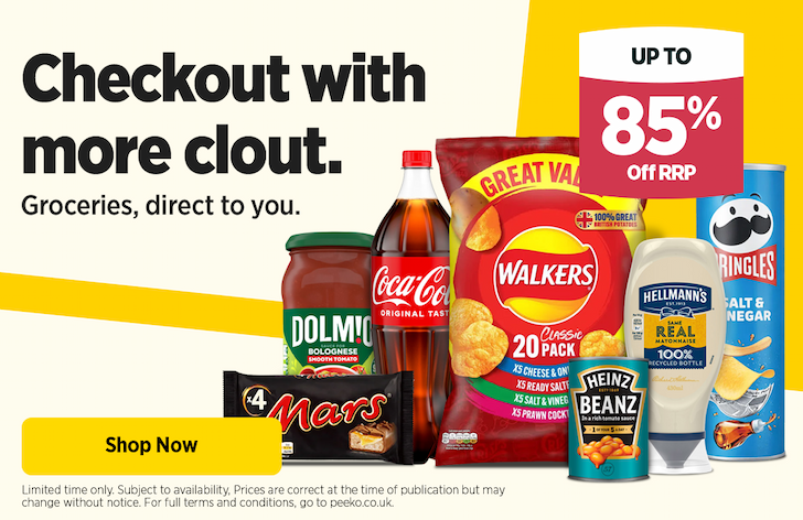 Up to 85% off Groceries