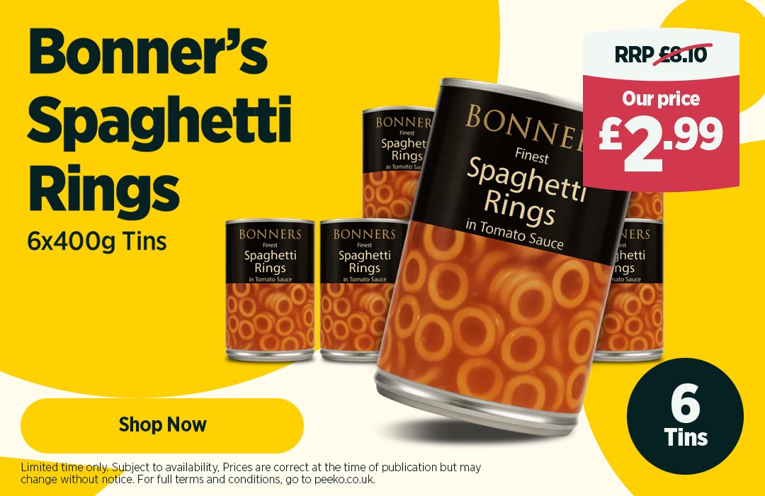 6 tins of spaghetti rings for £2.99