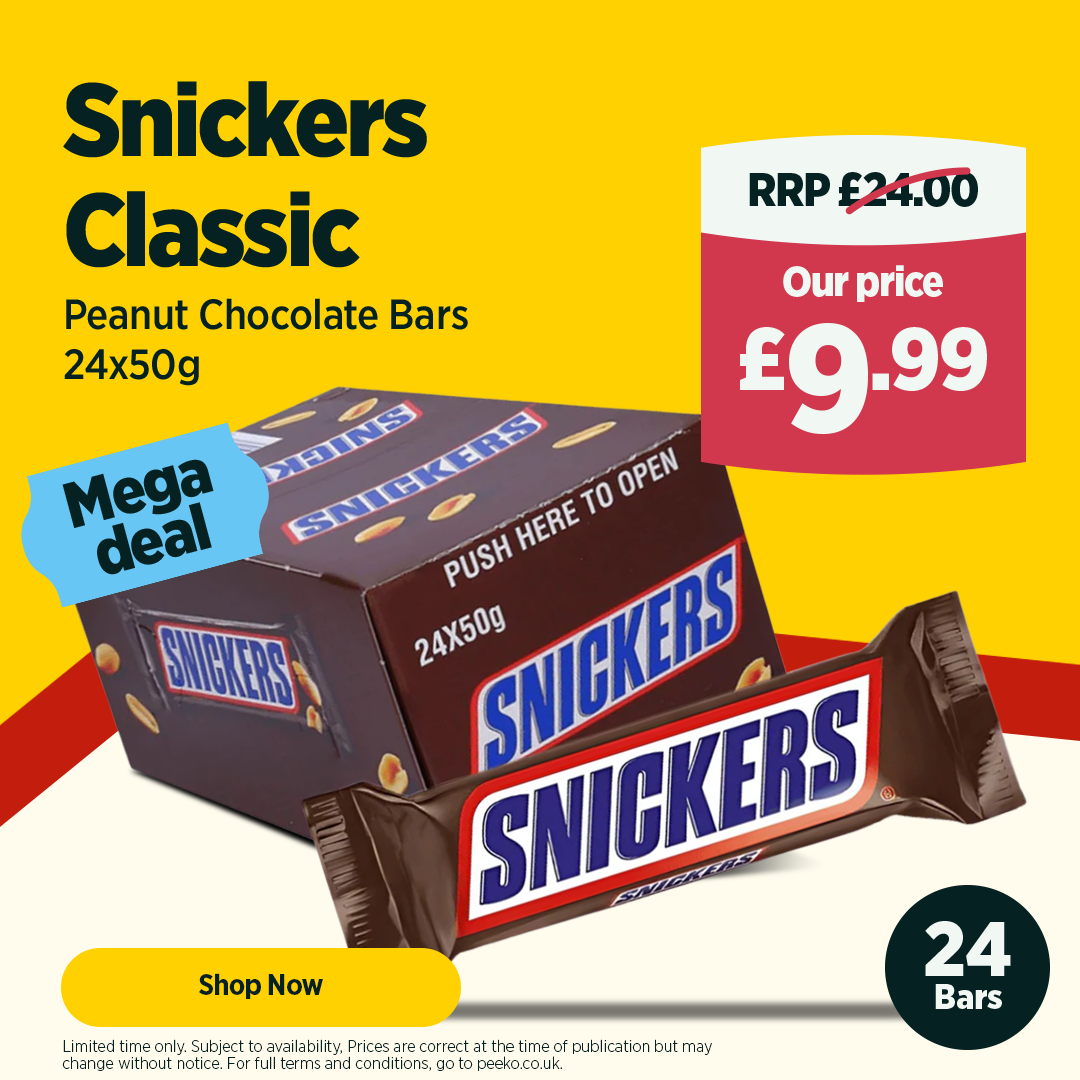 Snickers Classic Peanut Chocolate Bars 24 x 50g