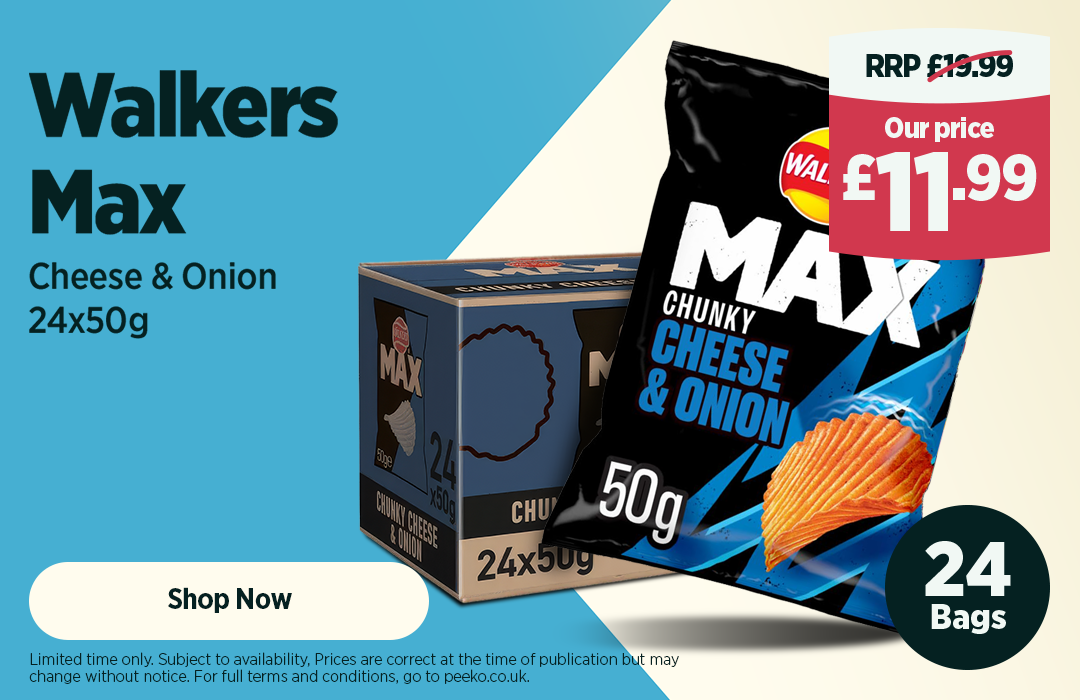 Walkers Max Cheese & Onion 24 Bags for £11.99